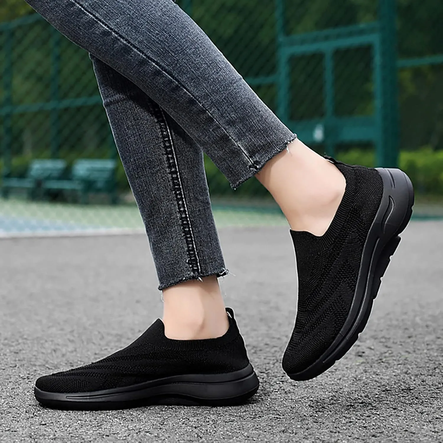 Running Sneakers for Women Tenis De Trabajo para Mujer Antideslizante Negros Gym Shoes Women Slip On High Top Sneakers Black Arch Support Women Slip On Walking Shoes Women