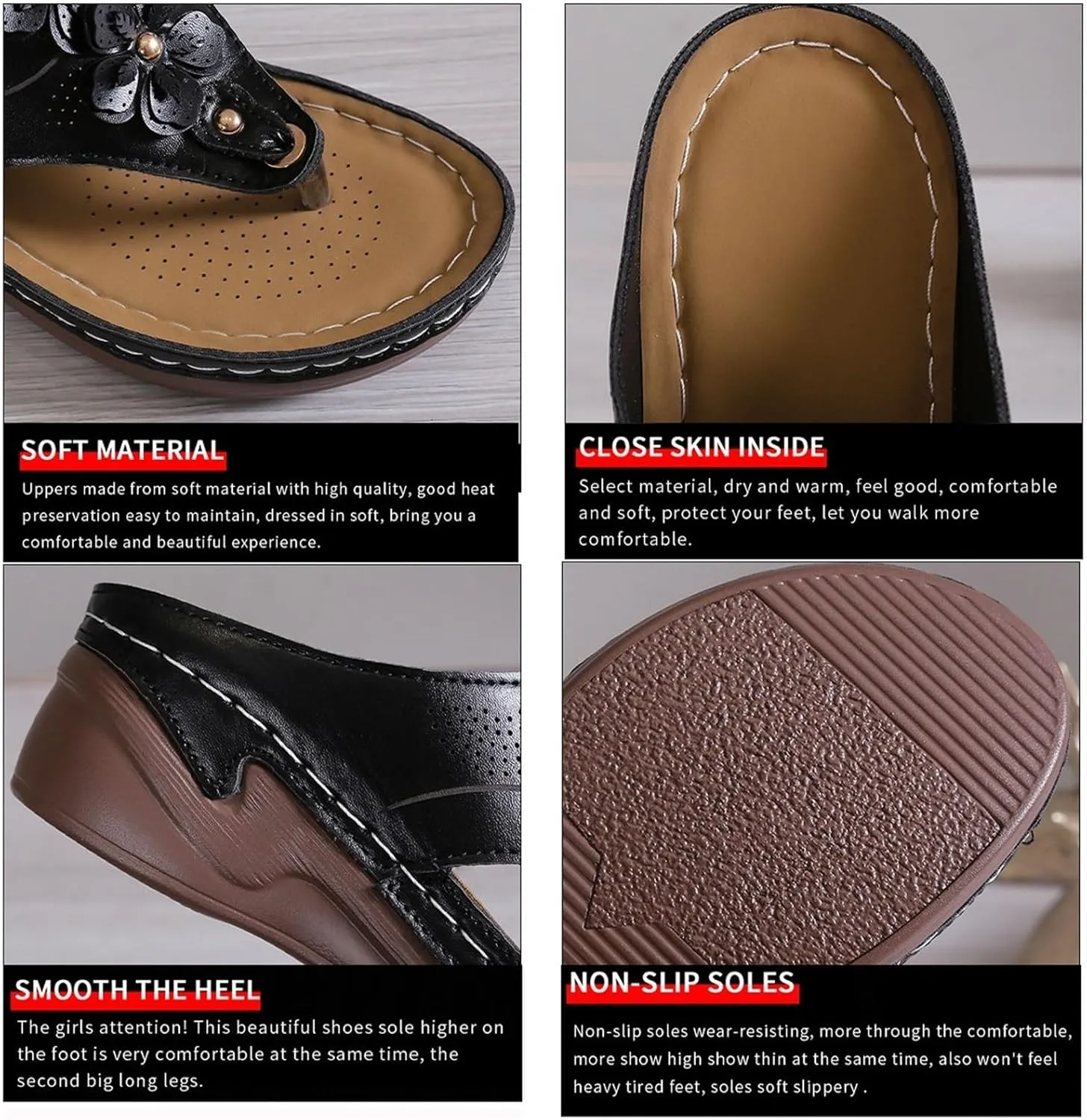 Sandals for Women 2024 Wedge Sandals for Women Flip Flops With Flowers Women's Orthopedic Sandals Slippers Arch Support Summer Peep Toe Slippers Leisure Beach Shoes