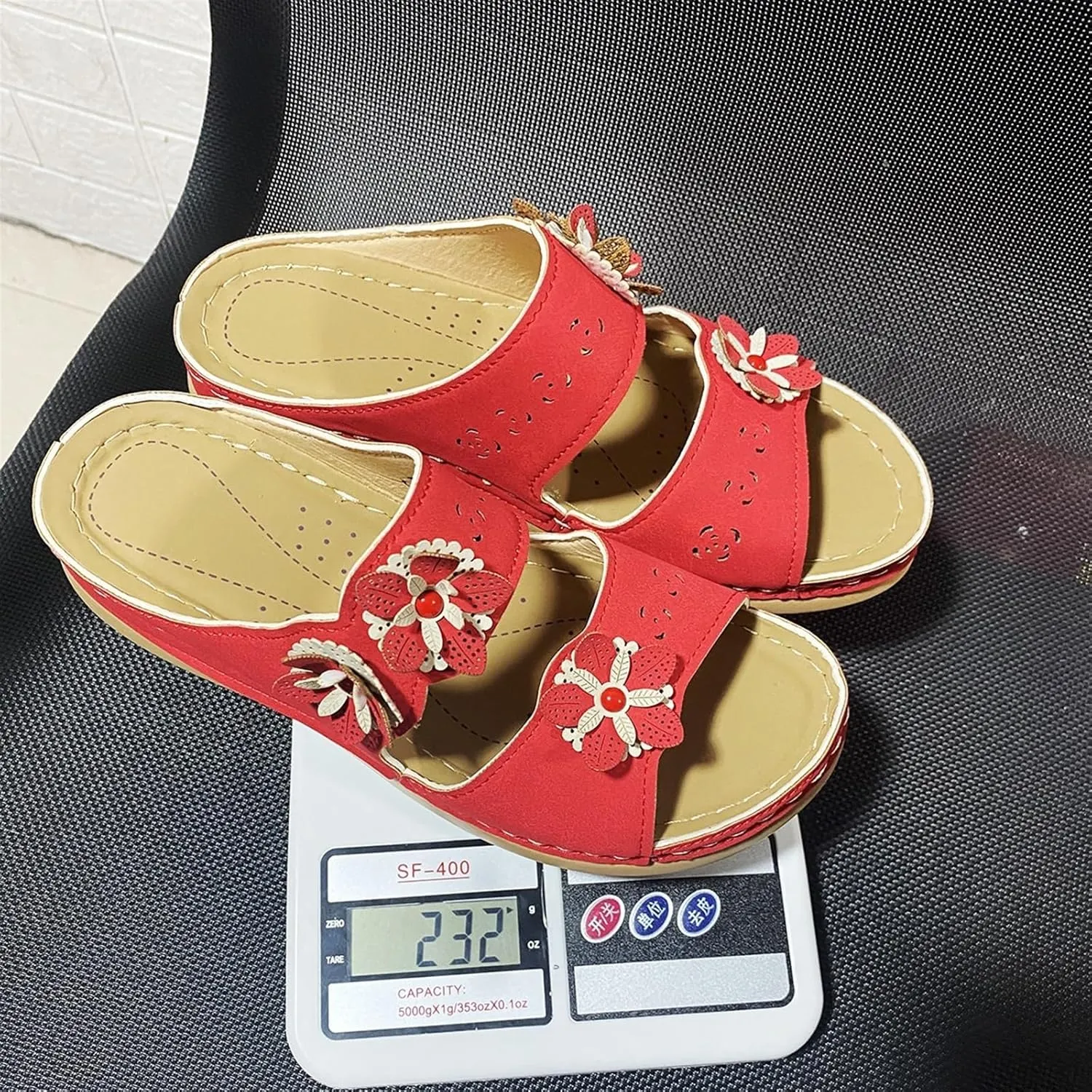 Sandals For Women Flats Open Toe Sandals Hollow Wedge Sandals Orthopedic Arch Support Slip-on Slippers Perforated Backstrap Sandals Flower