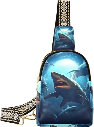 Sea Shark Sling Bag for Women Fanny Packs for Women Small Leather Fanny Pack Crossbody Bags Fashion Waist Packs Chest Bag for Travel 21341041