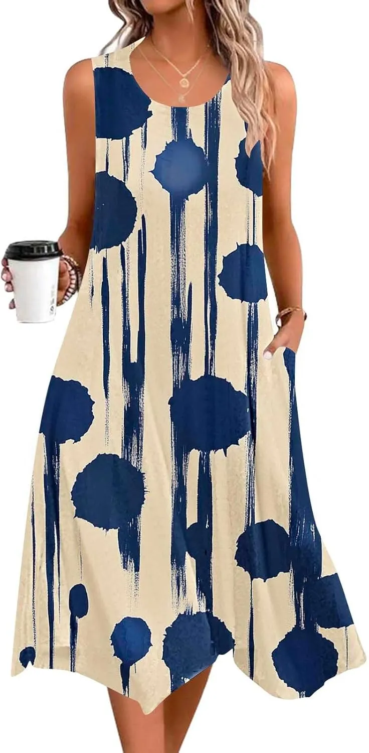 Sexy Summer Dresses for Women Sleeveless Floral Mini Dress Ruffle Hem V Neck Dress Holiday Dresses for Women 2025