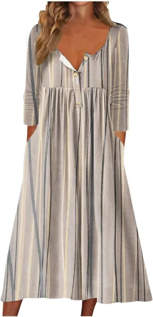 SGASY Plus Size Casual Loose Dresses for Curvy Women 2024 Summer Short Sleeve Shift Flowy Midi Dress with Pockets