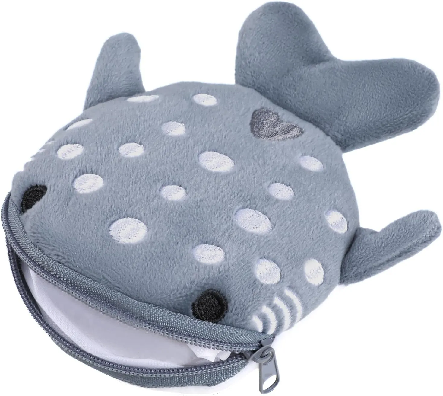 Shark Coin Purse Mini Cute Change Purses Small Cartoon Coin Pouch Funny Zipper Cosmetic Bag Earphone Wallet Small Items Bags for Women (Grey)