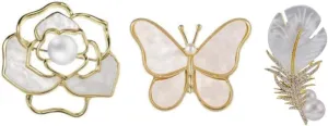 Shejuety3PCS women's brooch gold camellia butterfly feather, sweater jacket cardigan accessories brooch clothing accessories specially designed for fashionable women suitable for various holiday gifts