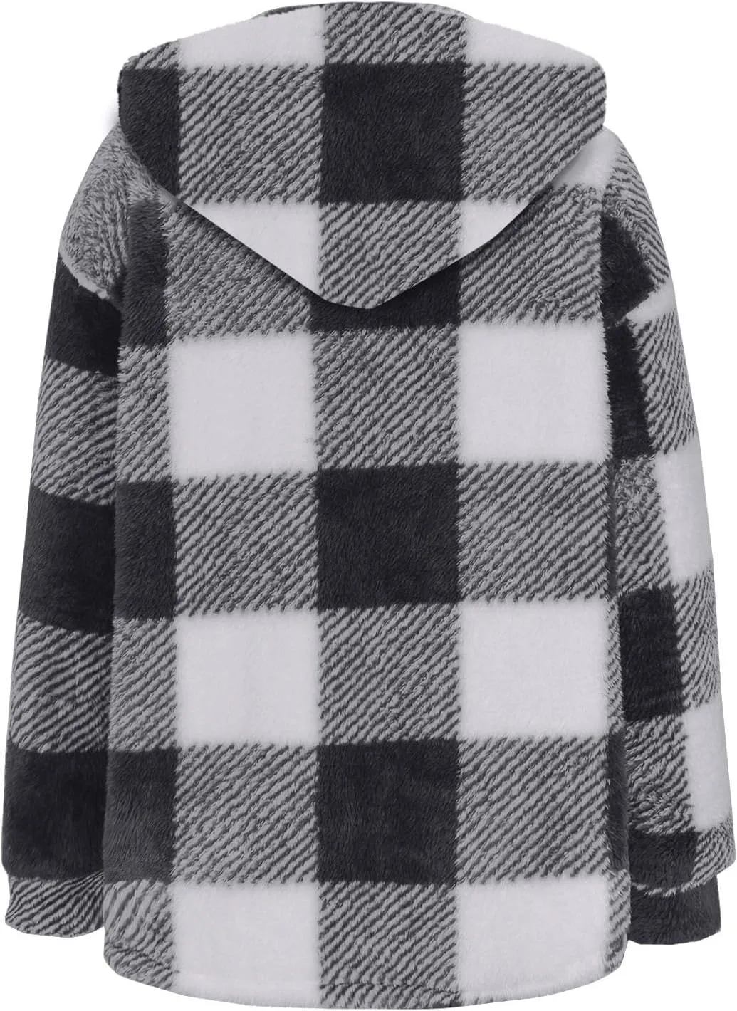 Sherpa Shacket Jackets for Women Winter Long Sleeve Button Hoodies Oversized Fuzzy Fleece Plaid Coat Outdoor Outerwear