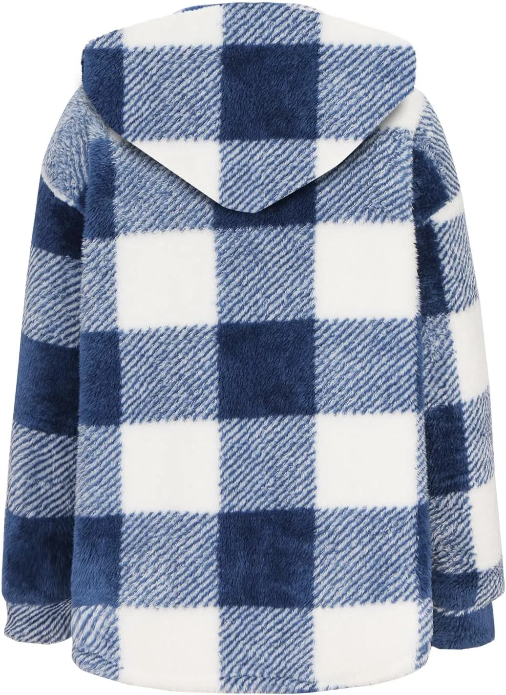 Sherpa Shacket Jackets for Women Winter Long Sleeve Button Hoodies Oversized Fuzzy Fleece Plaid Coat Outdoor Outerwear