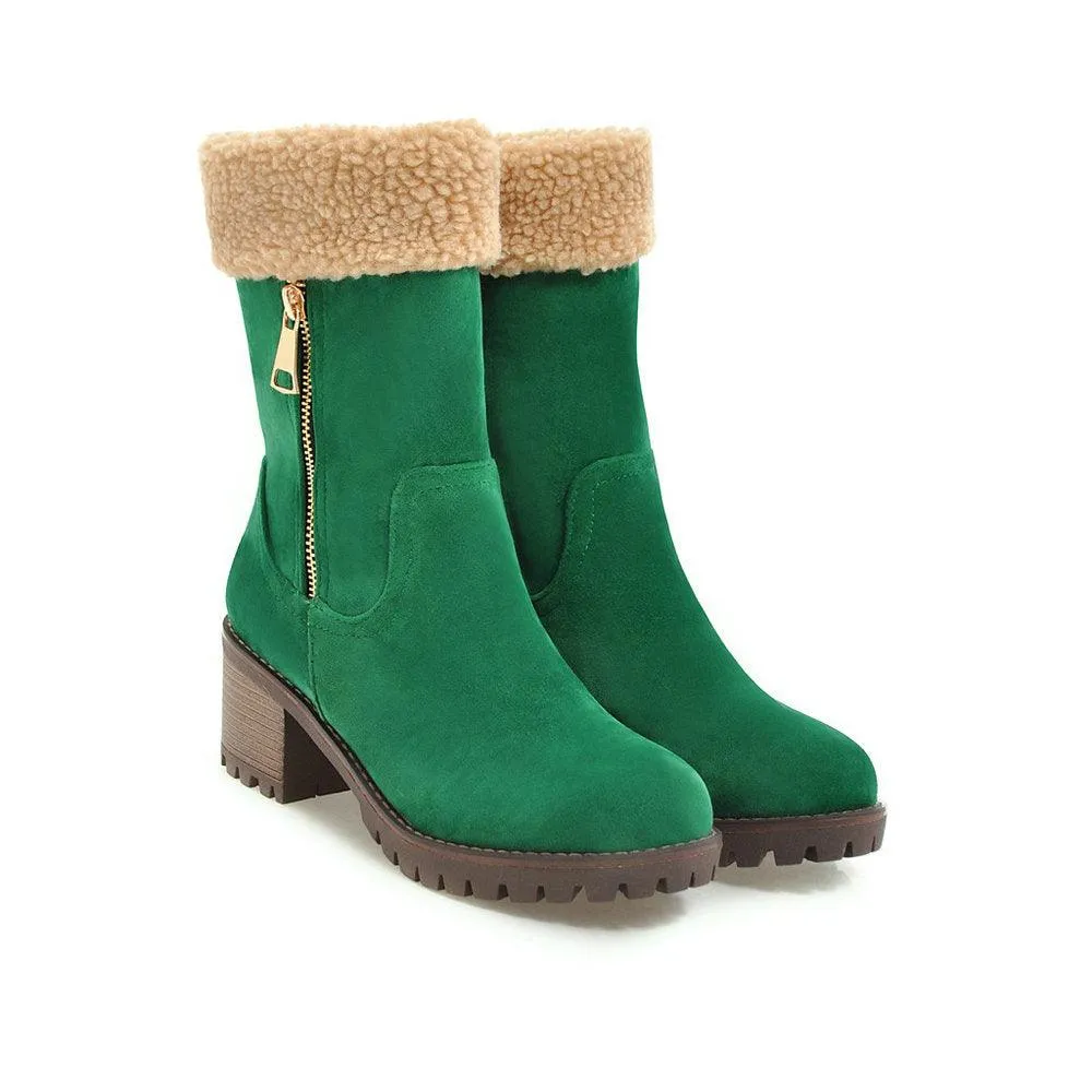 Short Plush Rubber Snow Boot