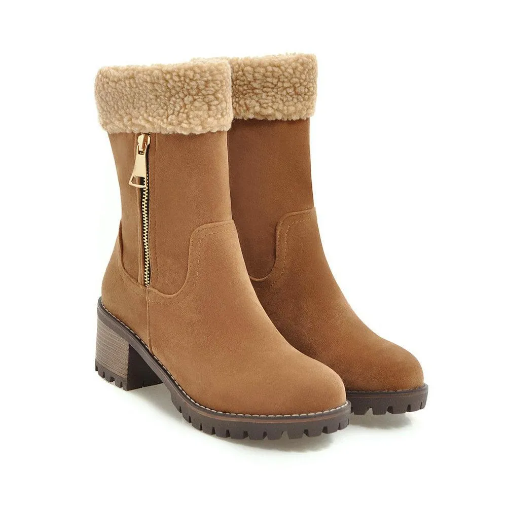 Short Plush Rubber Snow Boot