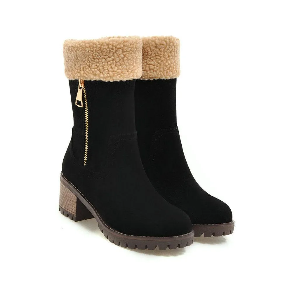 Short Plush Rubber Snow Boot