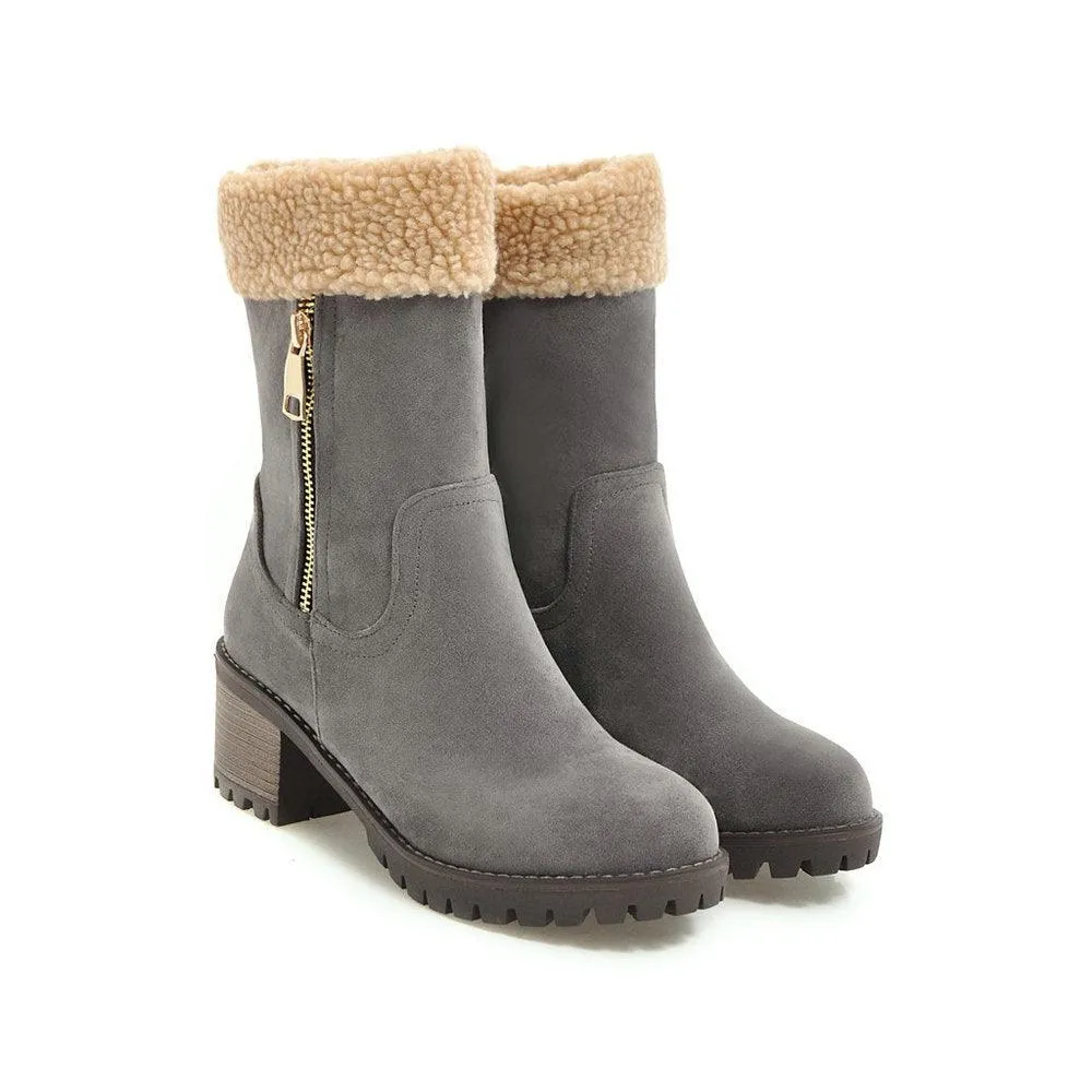 Short Plush Rubber Snow Boot