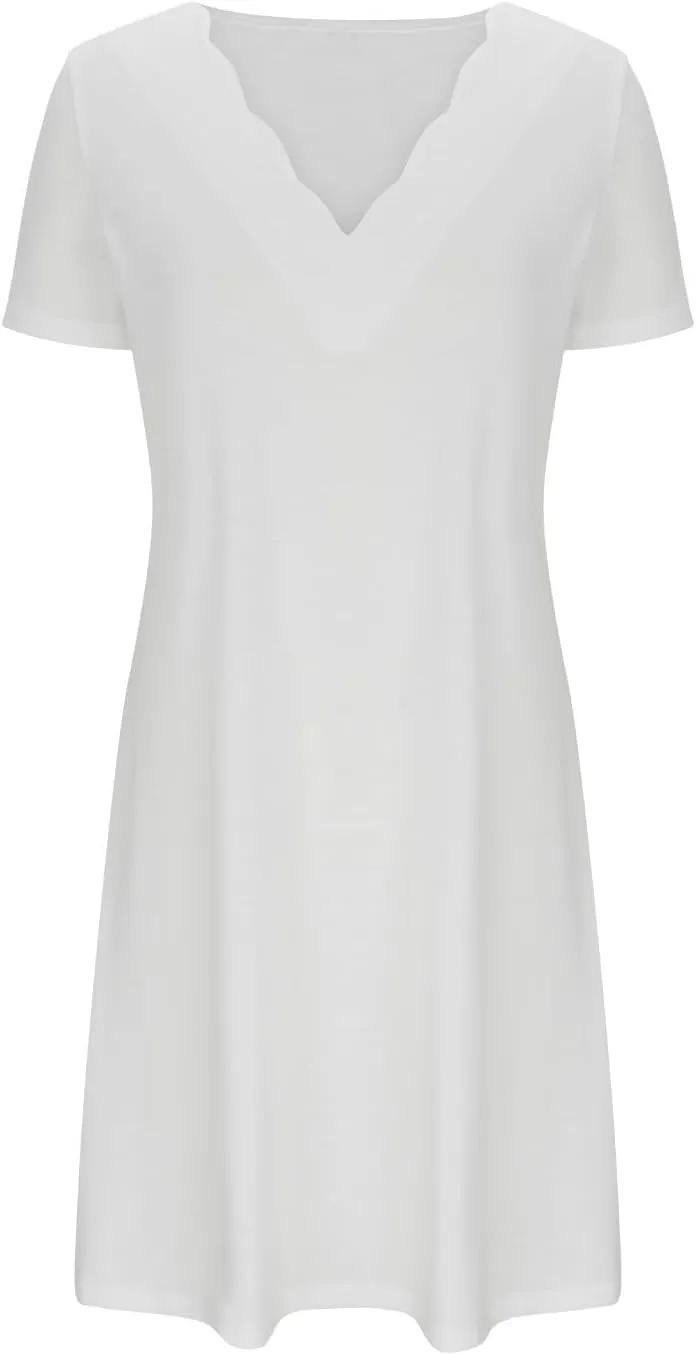 Short Sleeve Dress for Women V Neck Mini Dress Casual Summer Beach Cover Up Dress Spring Dresses for Women