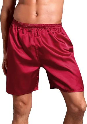Silk Shorts Men Mid Elastic Waist Pajamas Shorts Comfy Satin Pjs Pants Sleepwear Boxer Shorts Sissy Lounge Shorts