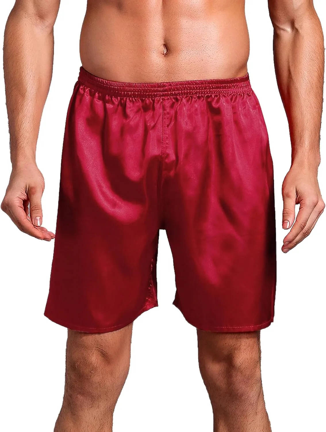 Silk Shorts Men Mid Elastic Waist Pajamas Shorts Comfy Satin Pjs Pants Sleepwear Boxer Shorts Sissy Lounge Shorts
