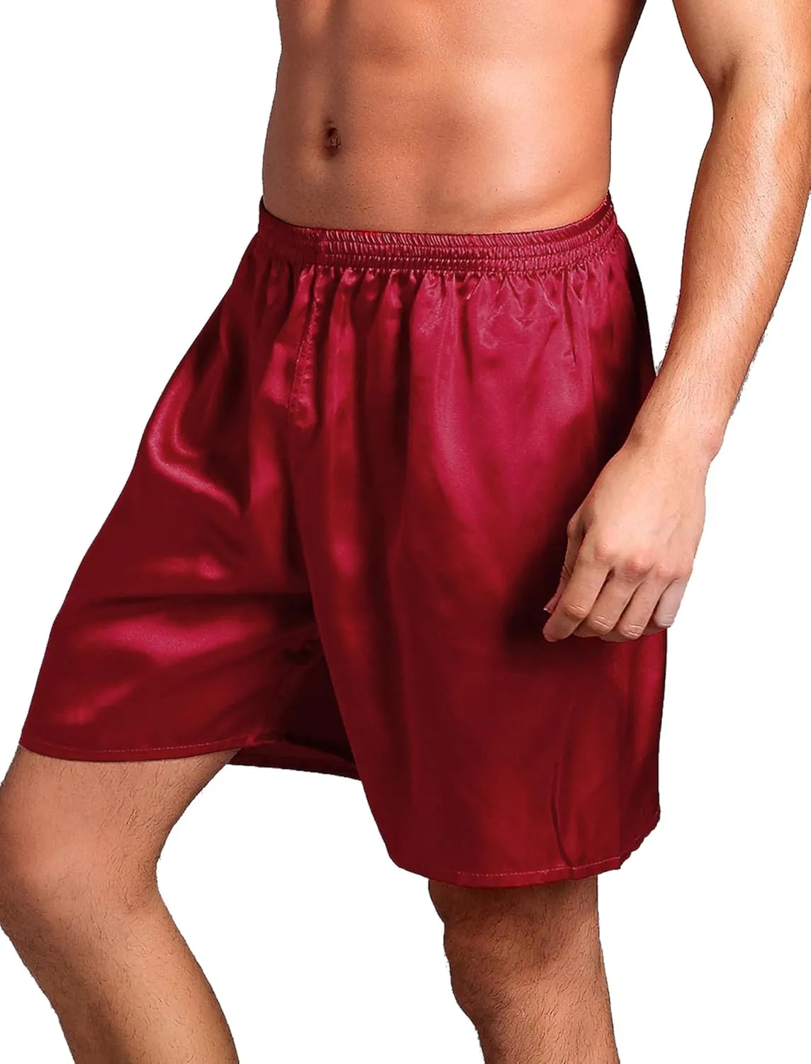 Silk Shorts Men Mid Elastic Waist Pajamas Shorts Comfy Satin Pjs Pants Sleepwear Boxer Shorts Sissy Lounge Shorts