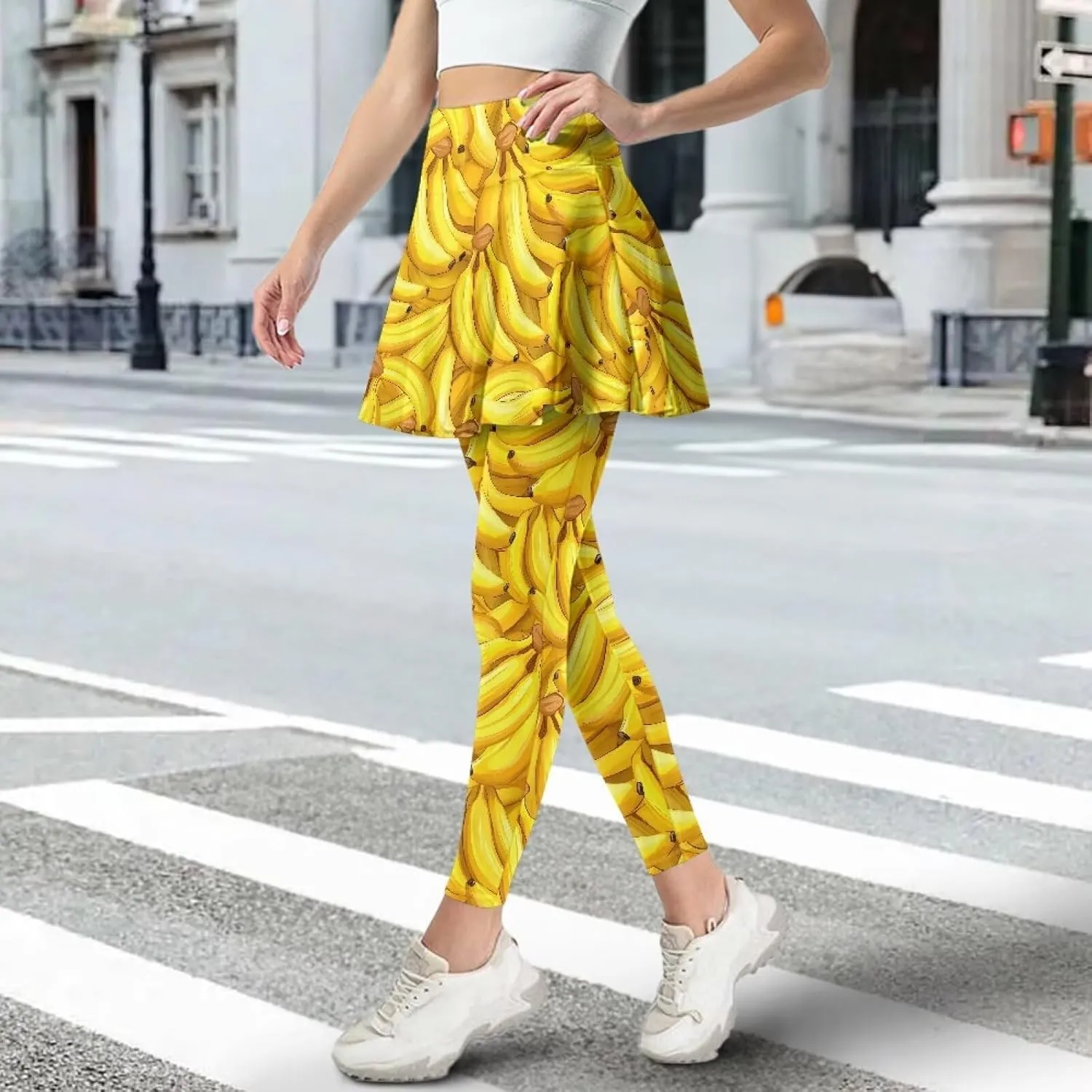 Skirted Leggings for Women Tennis Yoga Pleated Skirt Tummy Control Jogger Skirted Lightweight Pants Gym Leggings