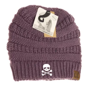 Skull & Crossbones Criss-Cross Knit Beanie