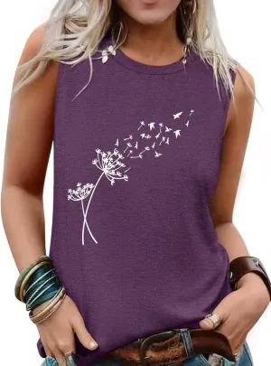 Sleeveless Tank Tops for Women 2025 Summer Casual Blouses Graphic Tees Loose Fit Crewneck Vacation Outfits Shirts