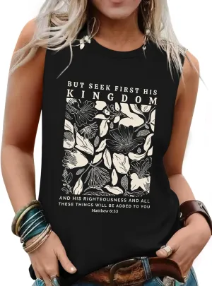 Sleeveless Tank Tops for Women 2025 Summer Casual Blouses Graphic Tees Loose Fit Crewneck Vacation Outfits Shirts