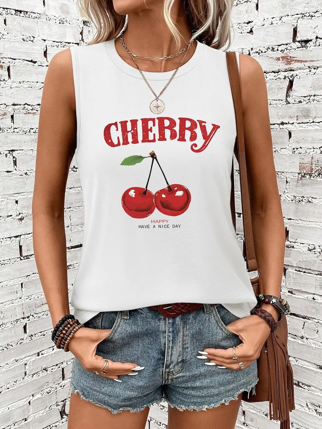 Sleeveless Tank Tops for Women 2025 Summer Casual Blouses Graphic Tees Loose Fit Crewneck Vacation Outfits Shirts