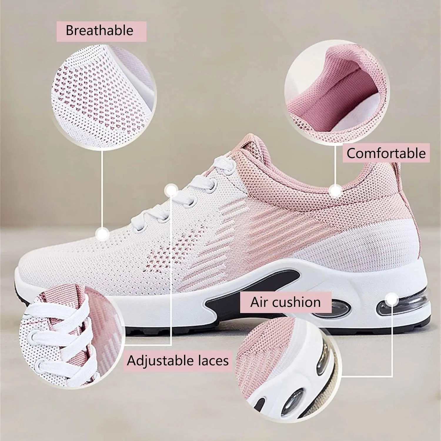 Slip On Sneakers Women Breathable Mesh Non-Slip Athletic Shoes Casual Fashion Air Cushion Running Shoes Lightweight Tennis Walking Shoe Comfortable Sport Sneakers
