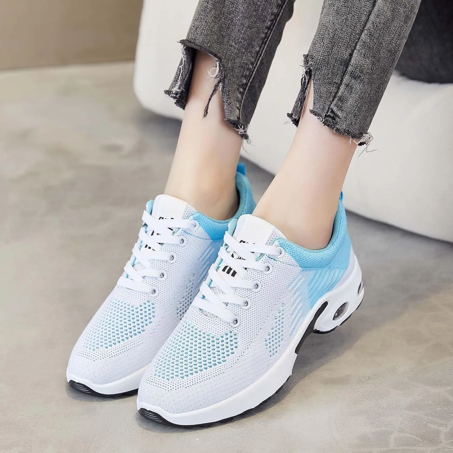 Slip On Sneakers Women Breathable Mesh Non-Slip Athletic Shoes Casual Fashion Air Cushion Running Shoes Lightweight Tennis Walking Shoe Comfortable Sport Sneakers