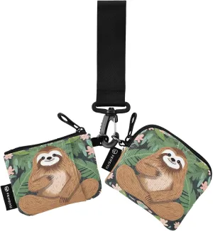 Sloth Yoga Zip Around Wristlet Wallet for Women Portable Detachable Dual Pocket Keychain Wallet Wrist Wallet