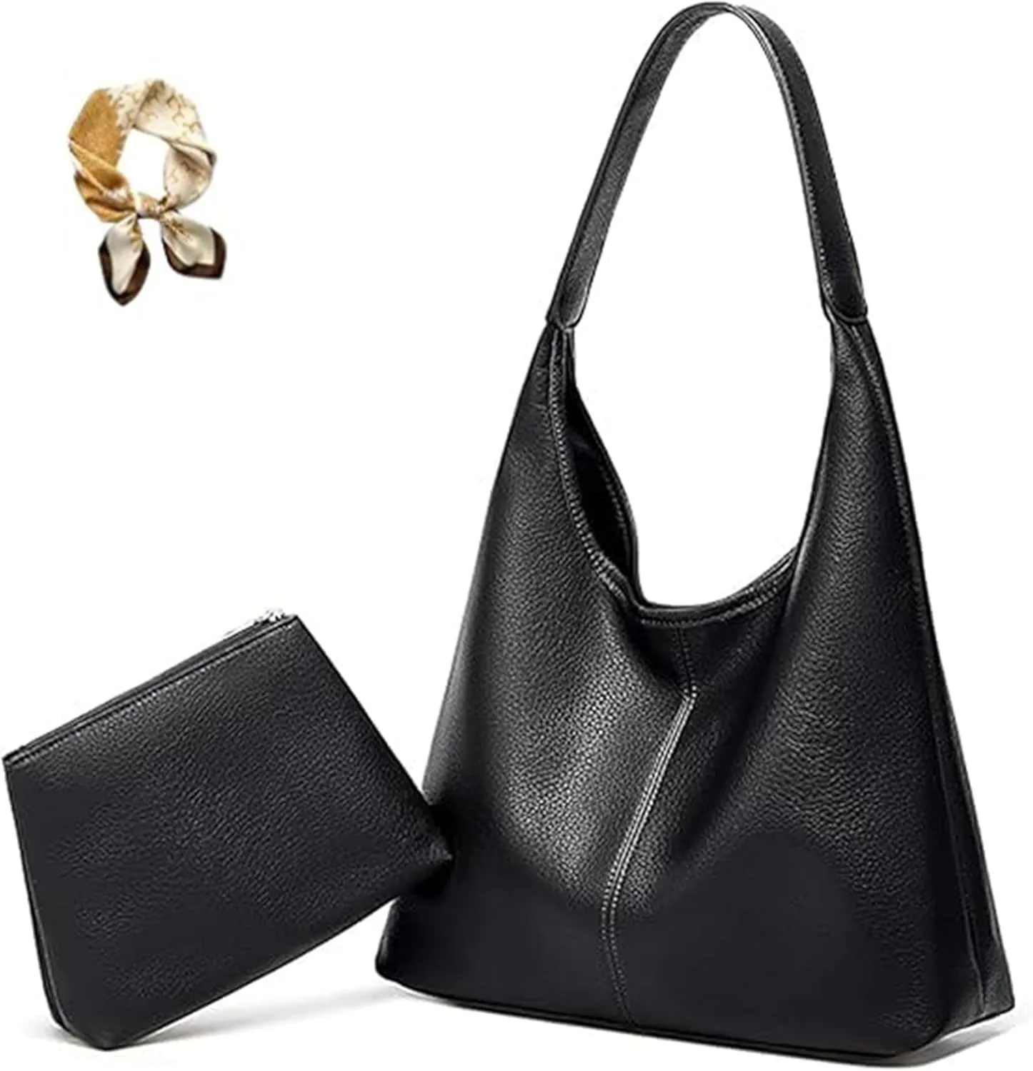 Slouchy Hobo Bags for Women Tote Bag,Retro PU Leather Crossbody Bag,Soft Shoulder Purses Handbag Large Capacity 2pcs