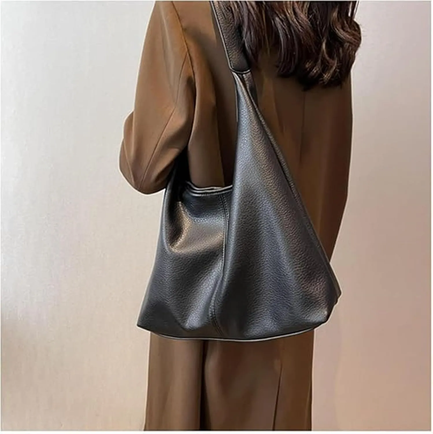 Slouchy Hobo Bags for Women Tote Bag,Retro PU Leather Crossbody Bag,Soft Shoulder Purses Handbag Large Capacity 2pcs