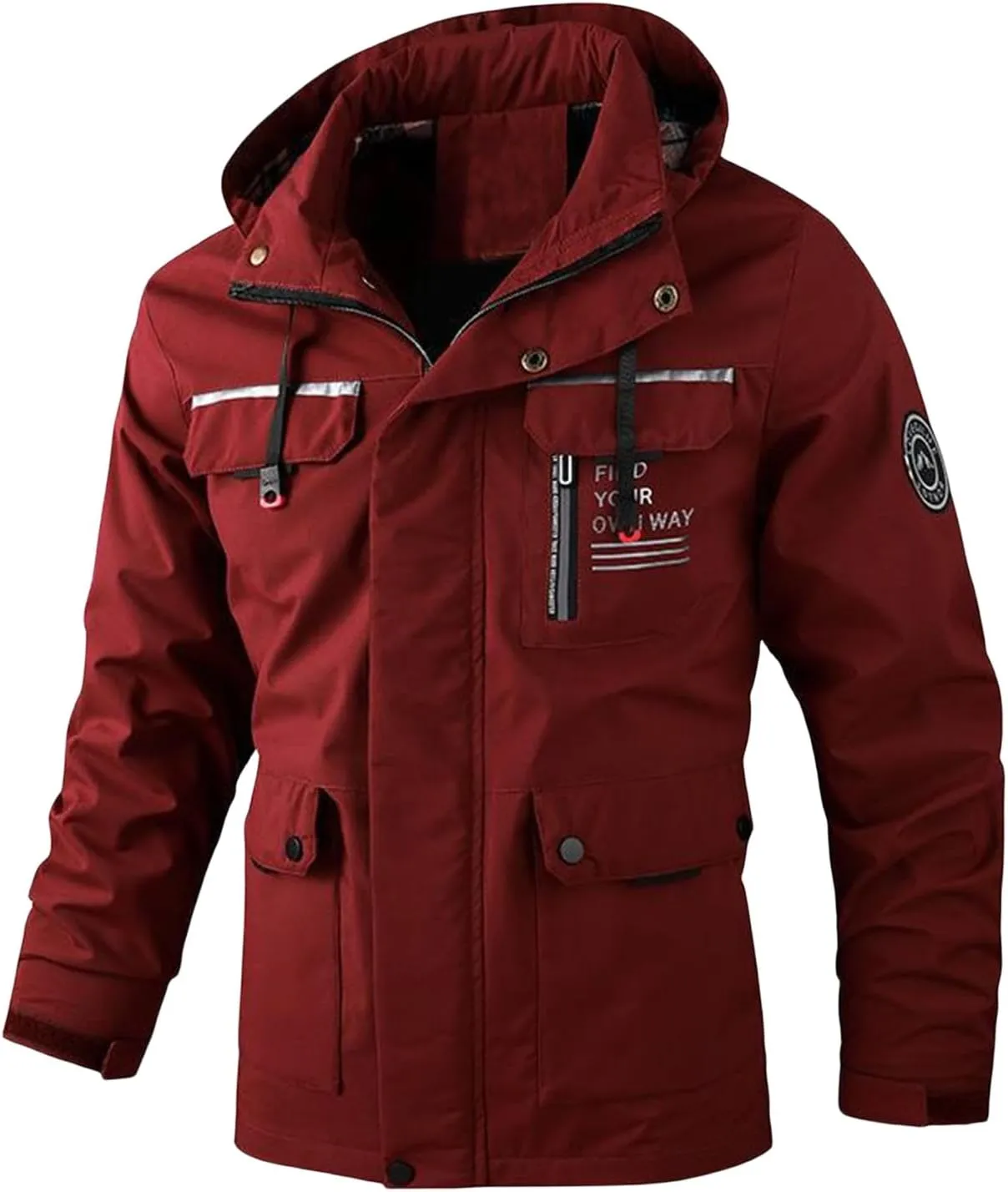Smoneyful Mens Winter Coat Oversize Hooded Jacket Windproof Parkas Overcoat Thick Warm Cozy Trench Coat Windbreaker with Hood