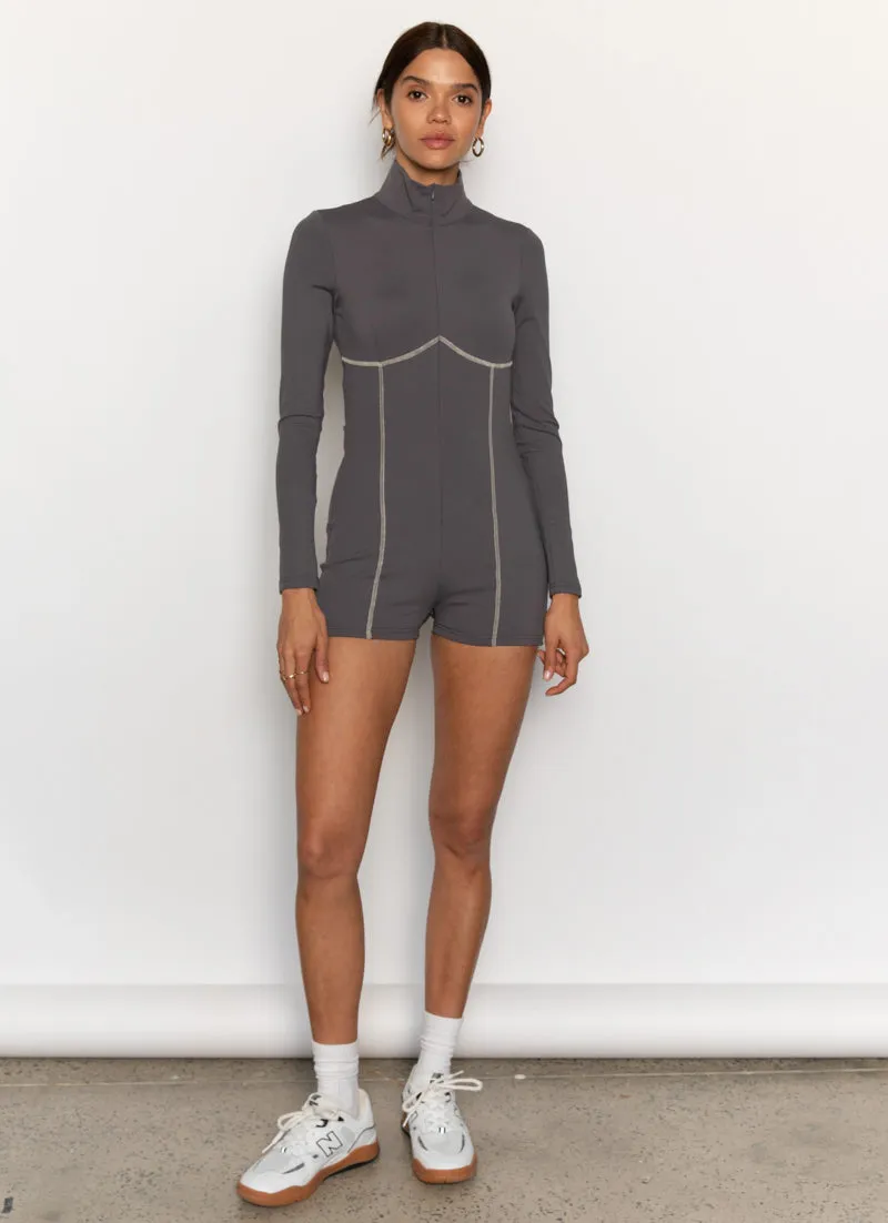 Snow Day Active Playsuit - Charcoal