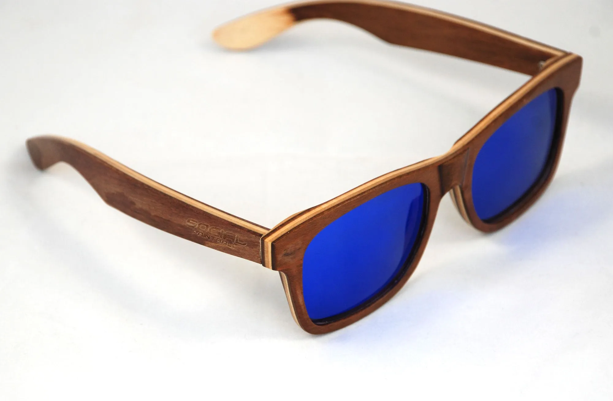Social Paintball Sunglasses - Dual Tone Skateboard with Blue Lens