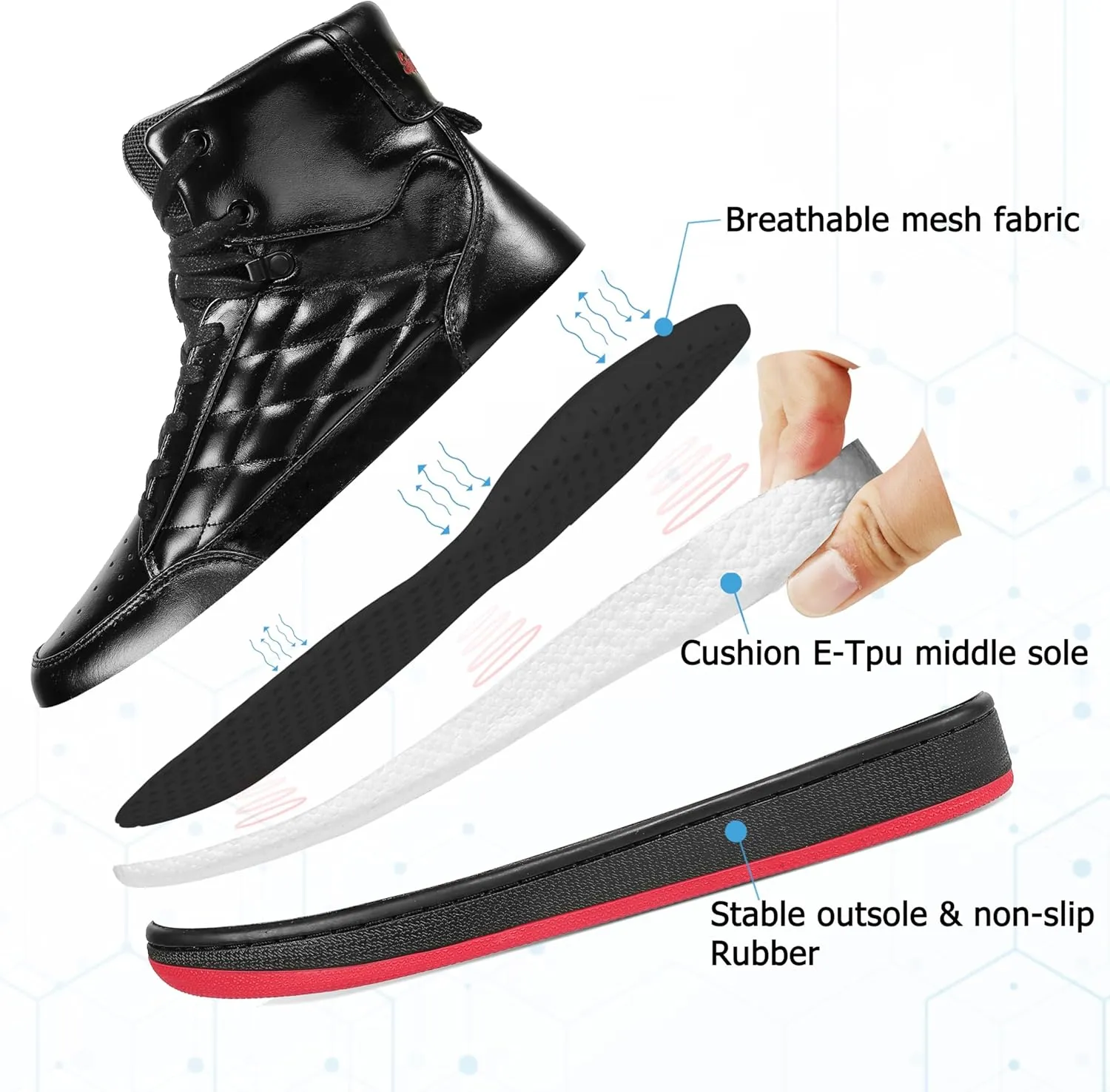 Soulsfeng Men's Women's High Top Sneakers Leather Ankle Boots Lace Up Walking Tennis Shoes