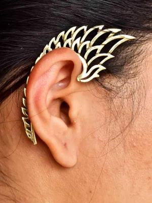 Special ear cuff for women in golden polish fashion jewelry in brass