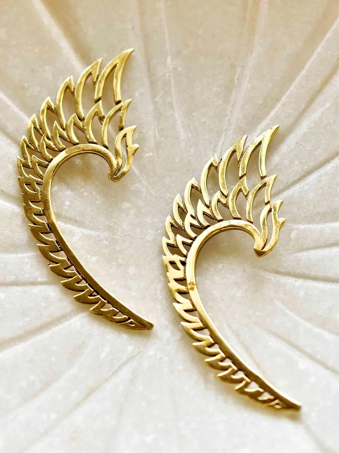 Special ear cuff for women in golden polish fashion jewelry in brass