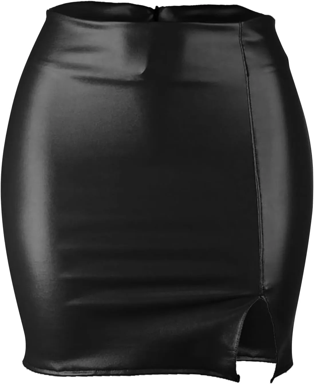 Stylish Women's Stylish Slim Fit Mini Skirt with Pockets Zipper PU Leather Casual High Waist Rave Club Outfit Crib Skirt