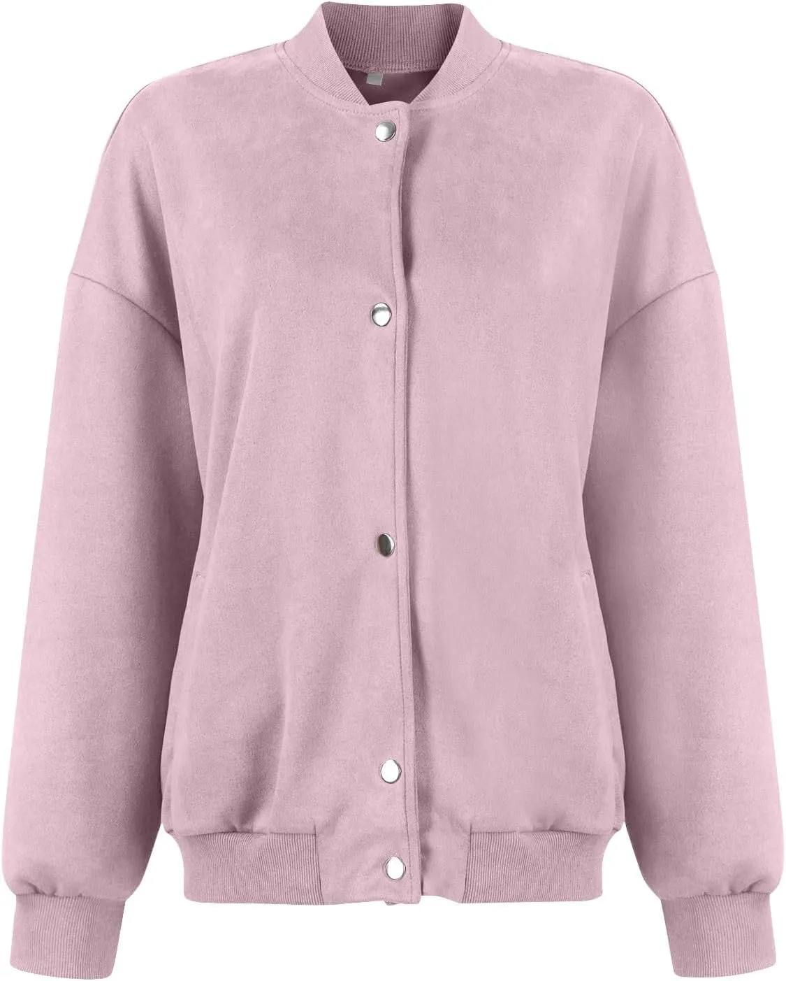 Suede Jacket Women Button Down Bomber Jacket Dressy Casual Varsity Shackets with Pockets Fall Coat Y2k Clothes