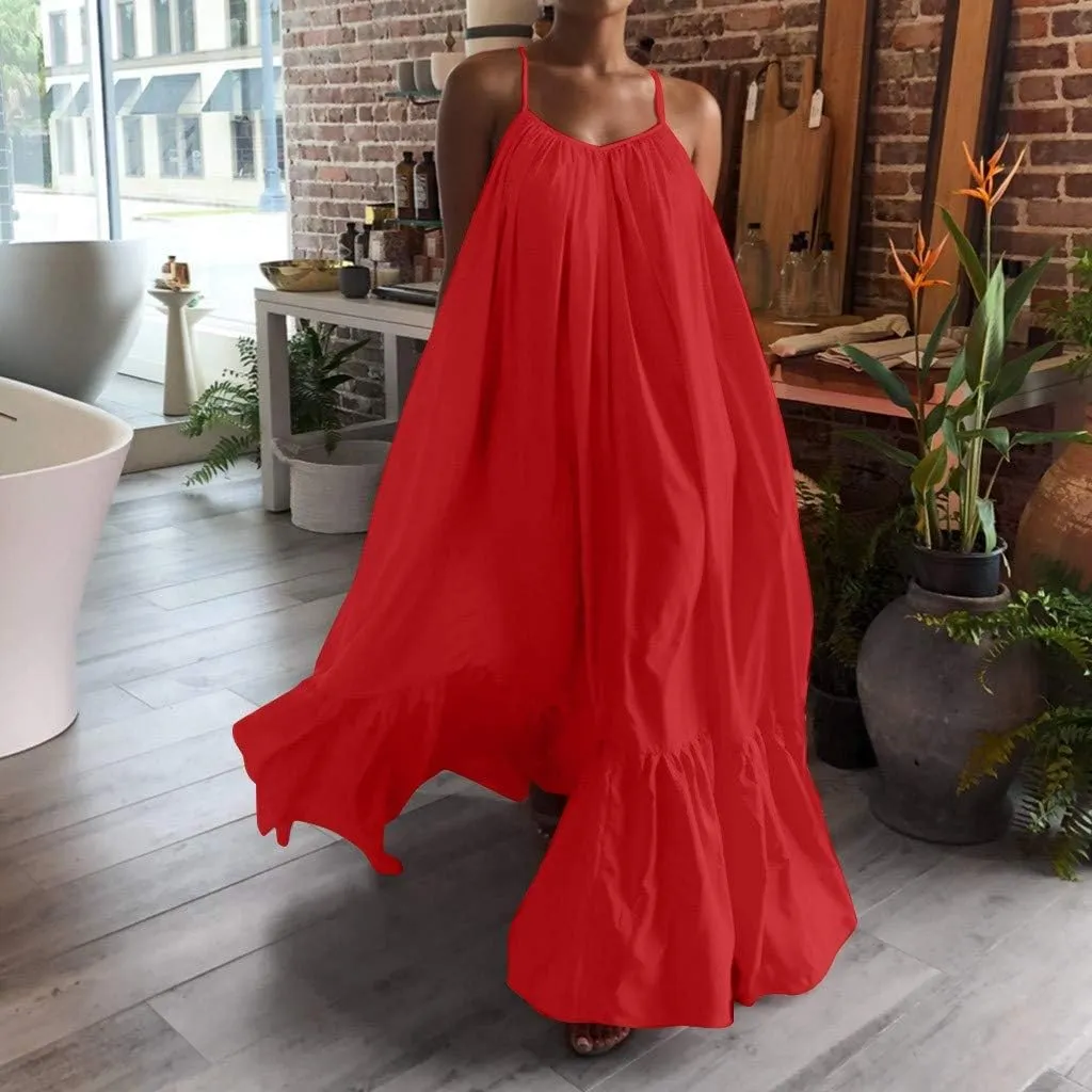 Summer Dresses for Women 2025 Casual Spring Spaghetti Straps Backless Sleeveless Boho Sundresses Beach Vacation Maxi Dress