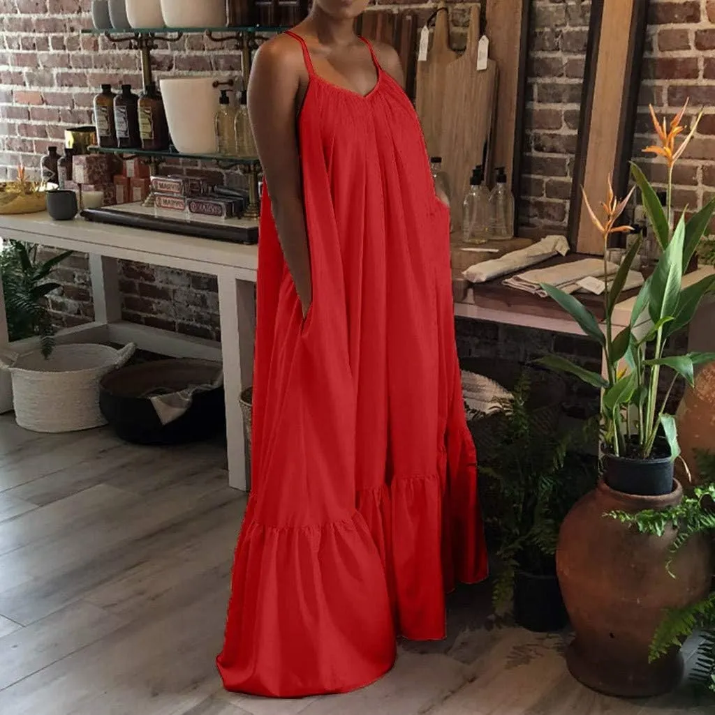 Summer Dresses for Women 2025 Casual Spring Spaghetti Straps Backless Sleeveless Boho Sundresses Beach Vacation Maxi Dress
