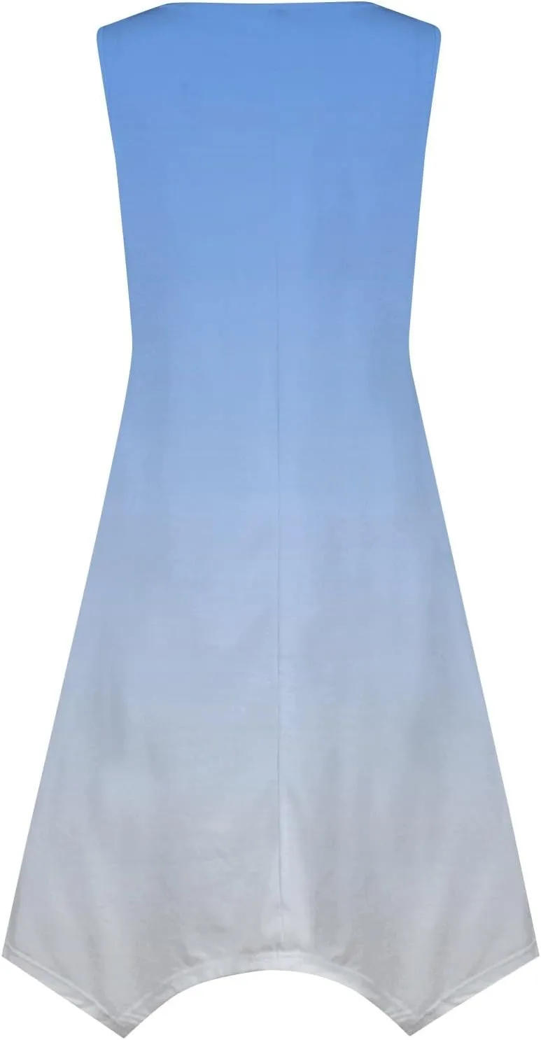Summer Dresses for Women 2025 Elegant Print Swing Hem Tank Midi Dress Casual Plus Size Sleeveless Crewneck Sundress