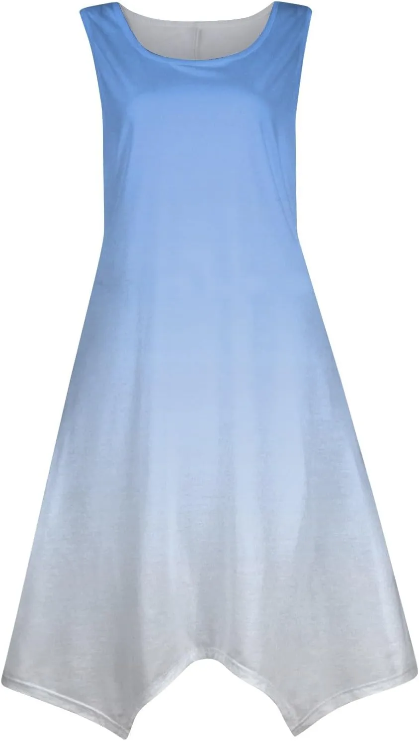 Summer Dresses for Women 2025 Elegant Print Swing Hem Tank Midi Dress Casual Plus Size Sleeveless Crewneck Sundress