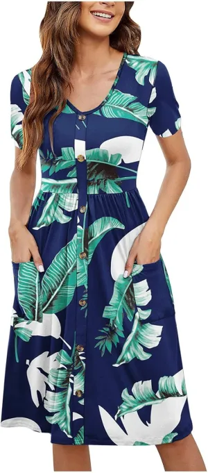 Summer Dresses for Women 2025 Vacation Button Down Mini Dresses Beach Casual Loose Trendy Floral Hawaiian Dress