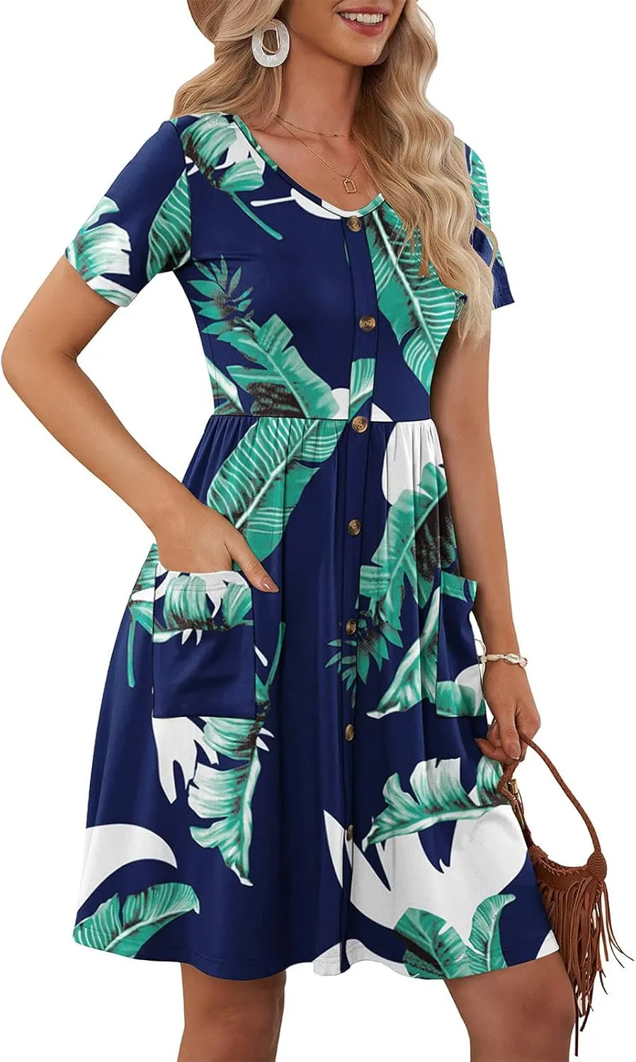 Summer Dresses for Women 2025 Vacation Button Down Mini Dresses Beach Casual Loose Trendy Floral Hawaiian Dress