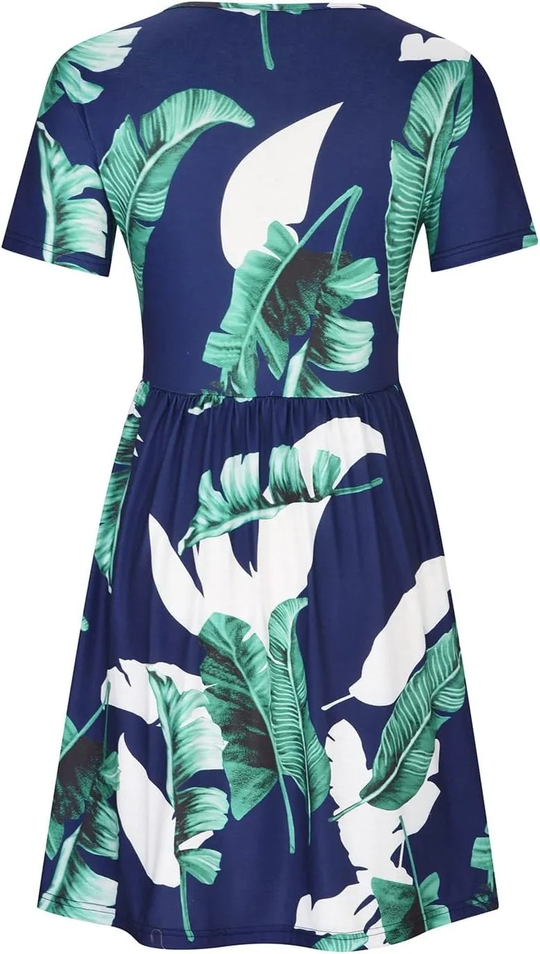 Summer Dresses for Women 2025 Vacation Button Down Mini Dresses Beach Casual Loose Trendy Floral Hawaiian Dress