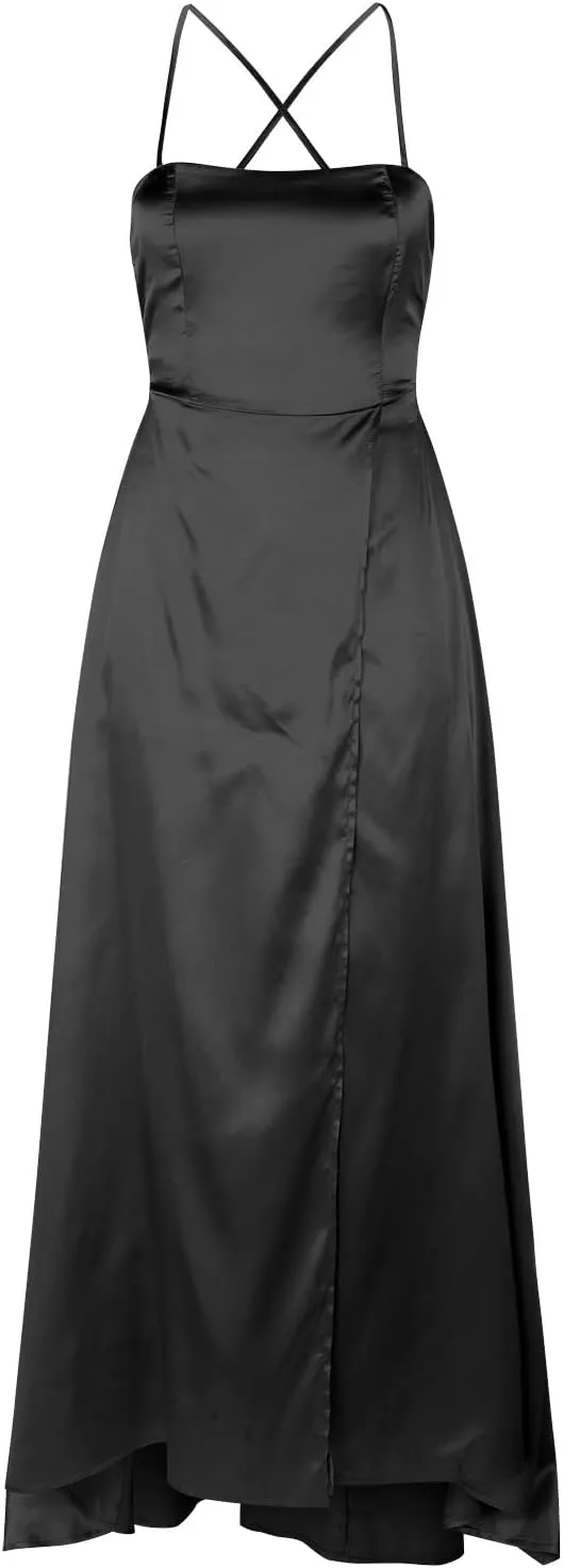 Summer Dresses for Women 2025, Wedding Guest Dresses for Women Elegant Chiffon Satin Prom Dress Long Formal Dress