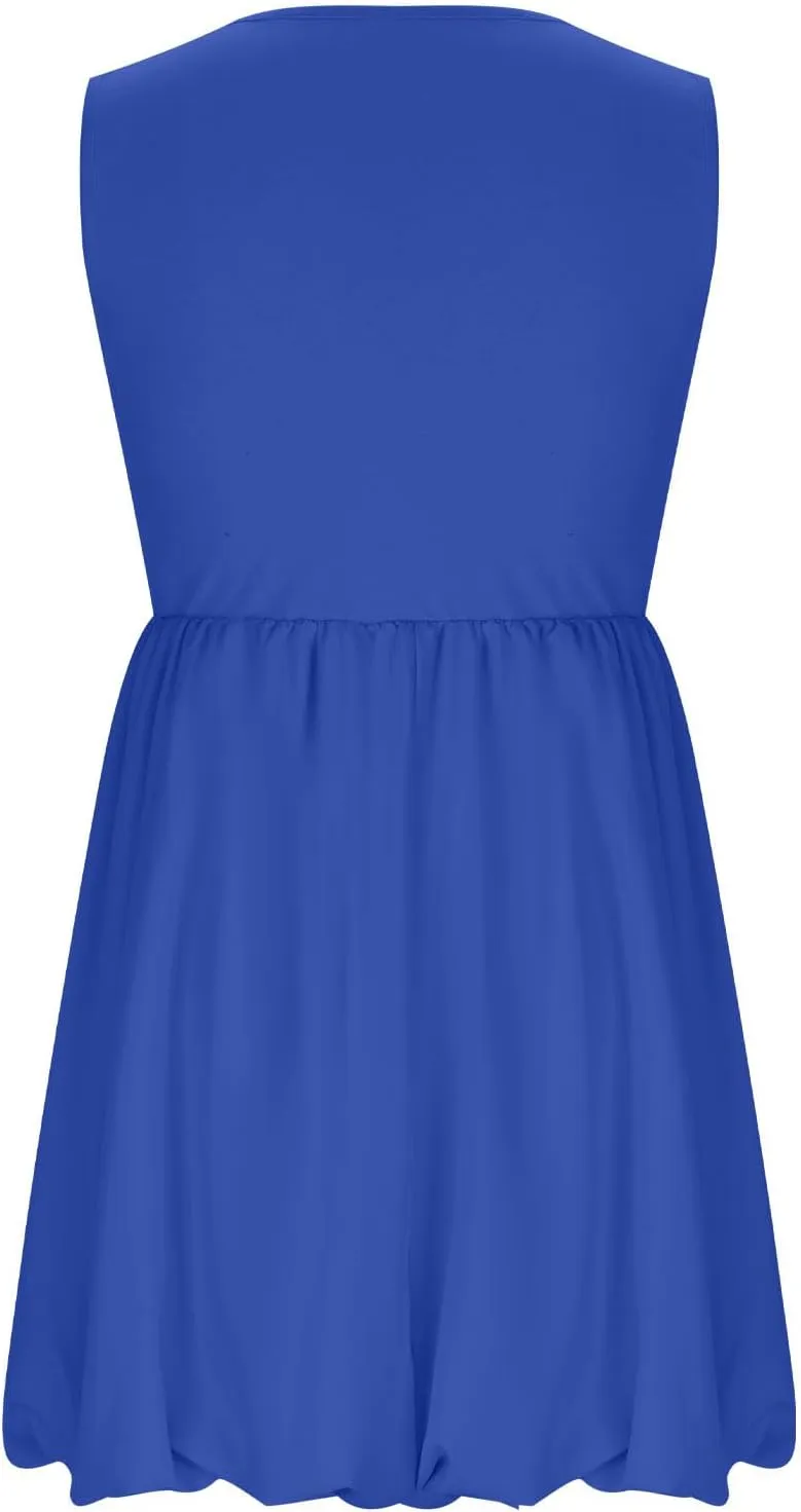 Summer Dresses Women 2025 Casual Sleeveless Tank Mini Short Dress Crew Neck Bubble Sundress Beach Wedding Guest Dress