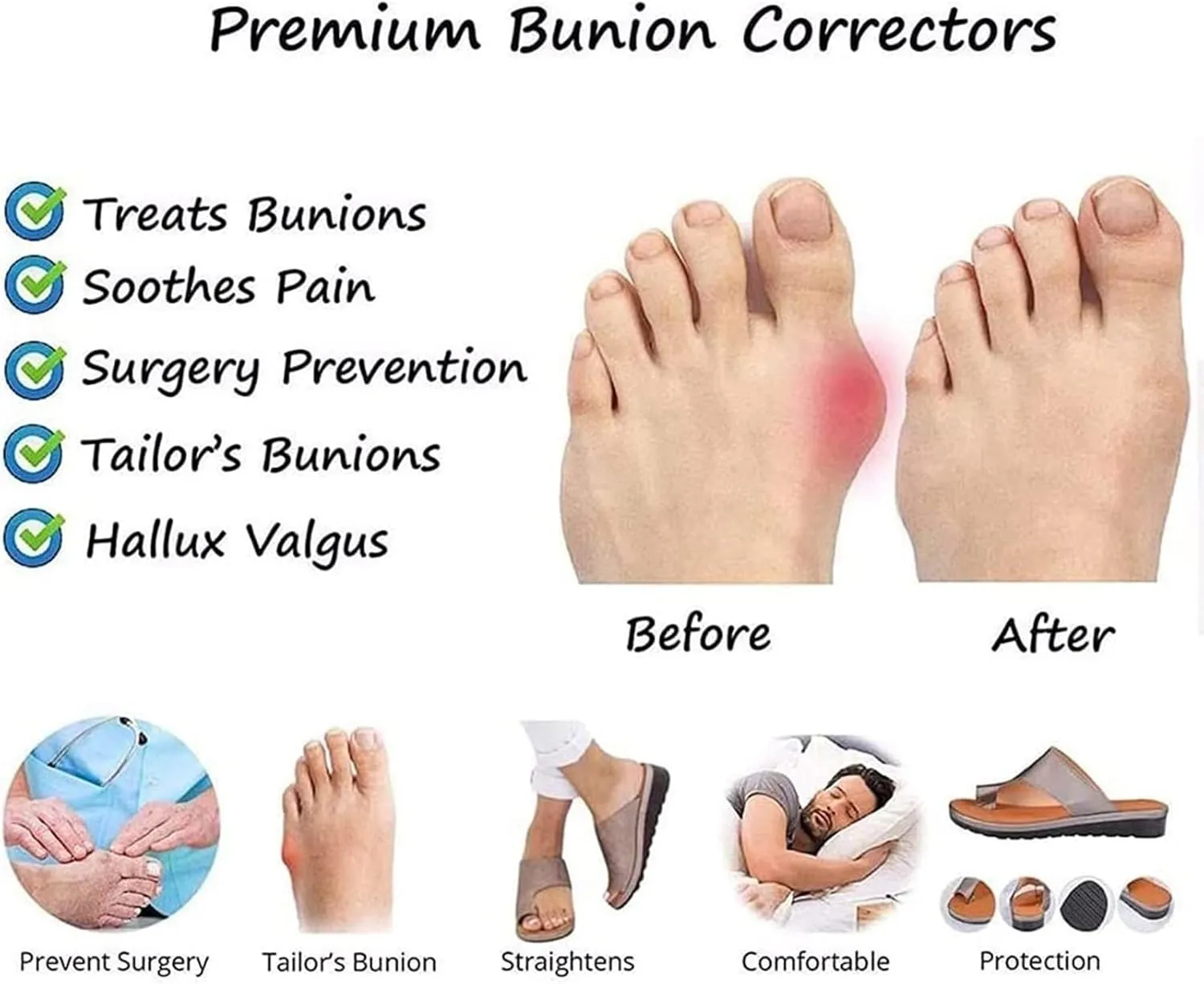 Summer Fashion Bunion Corrector Sandals,men's Comfy Beach Slippers For Plantar Fasciitis,Outdoor Casual Orthopedic Toe Ring Flip Flops