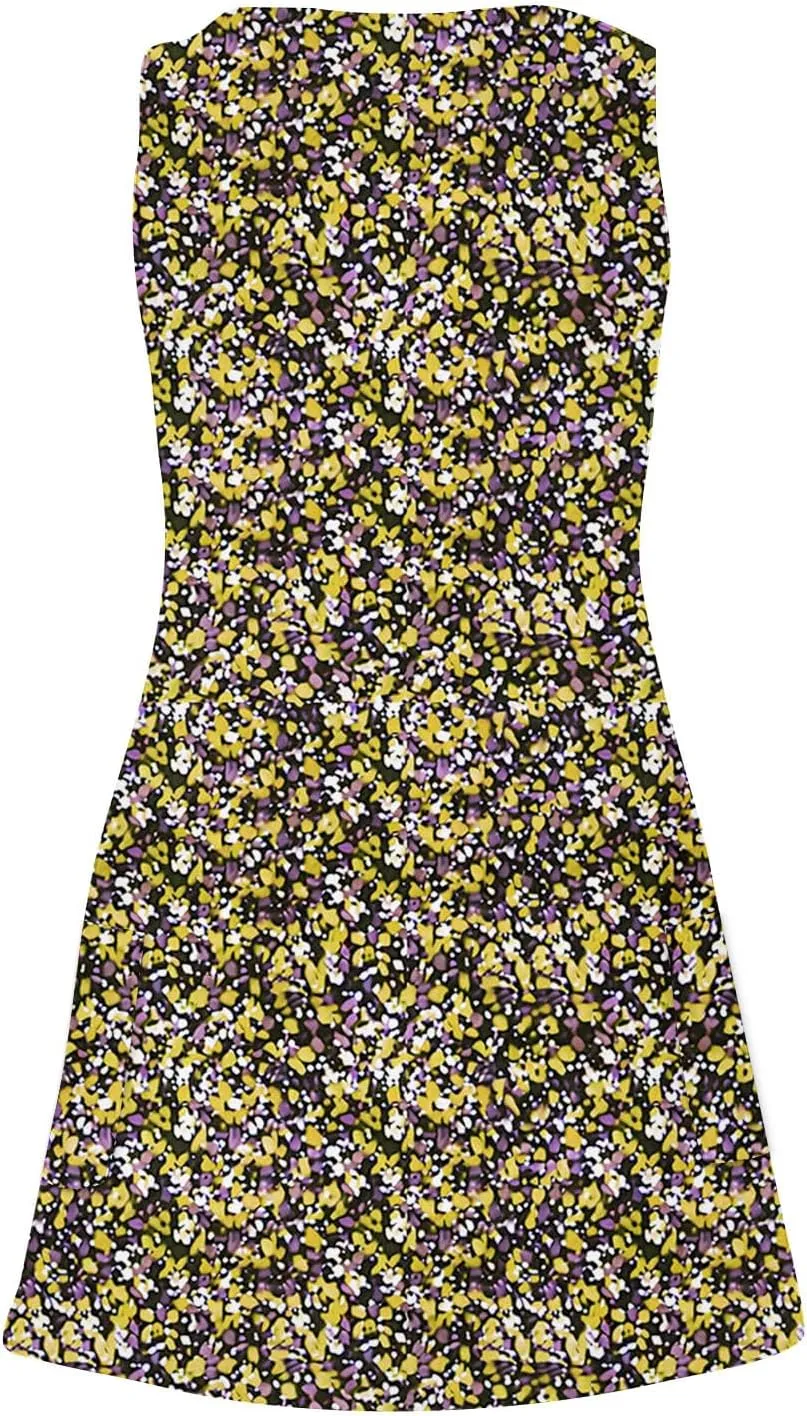 Summer Floral Dress for Women Casual Sleeveless V Neck Tank Dresses Womens Boho Beach Vacation Mini Sundress