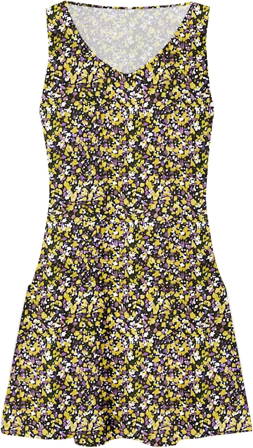 Summer Floral Dress for Women Casual Sleeveless V Neck Tank Dresses Womens Boho Beach Vacation Mini Sundress