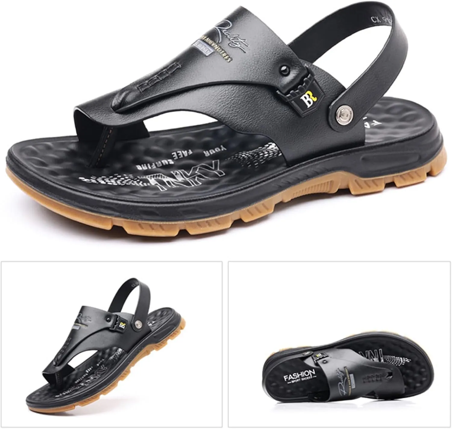 Summer Men's Bunion Sandals For Heel Pain Flat Feet,Outdoor Orthopedic Orthotic Slippers,Retro Plantar Fasciitis Flip Flops