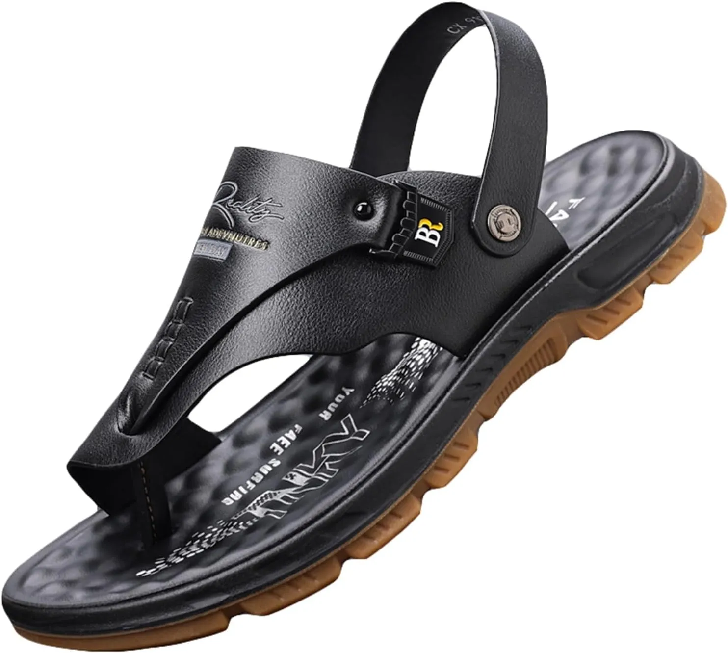 Summer Men's Bunion Sandals For Heel Pain Flat Feet,Outdoor Orthopedic Orthotic Slippers,Retro Plantar Fasciitis Flip Flops